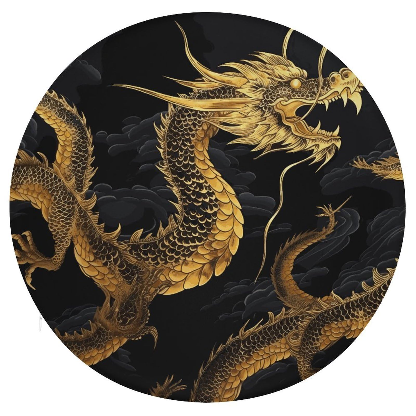 Coussin de sol dragon jaune mousse mémoire de forme rond