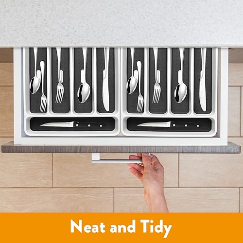 Miniatura 7 de Kitware Juego de cubiertos de 48 piezas con organizador de cajones para 8 juego de cubiertos de ley con bandeja juego de cubiertos de acero