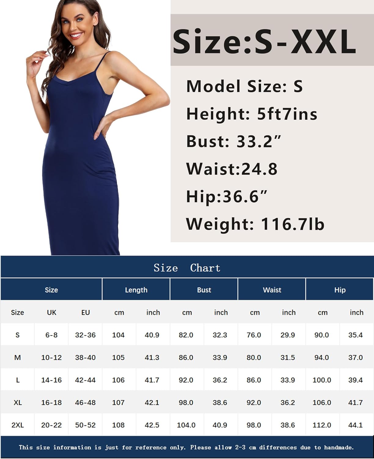 Women's Long Full Slips, Soft Long Slip Dress Adjustable Spaghetti Straps Nightgown for Ladies V Neck Underdress - Image 6