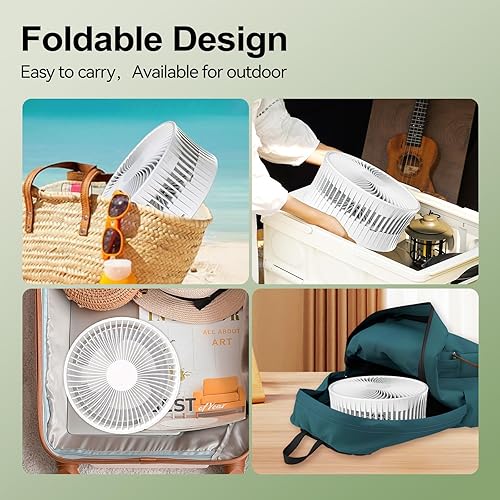 Miniatura 3 de Ventilador recargable plegable portátil Altura ajustable de 4000 mAh USB-C funciona con pilas, ventilador pequeño silencioso de 4 velocidades para