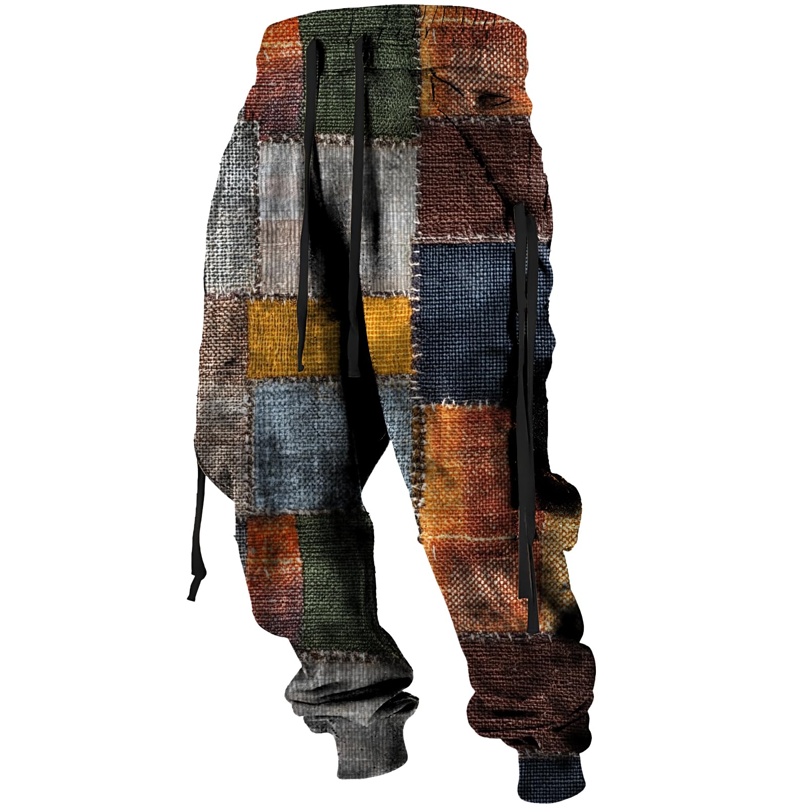 MARSVOVO Mens Western Aztec Pants Vintage Drawstring Fall Sweatpants with Pocket Cool Graphic Baggy Jogger Pants
