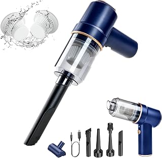 Wireless Handheld Car Vacuum Cleaner 8000PA Powerful USB Rechargeable Portable Wet Dry Mini Vacuum with Suck and Blow 2 in 1 for Car, Home, Office, Pet (Blue)
