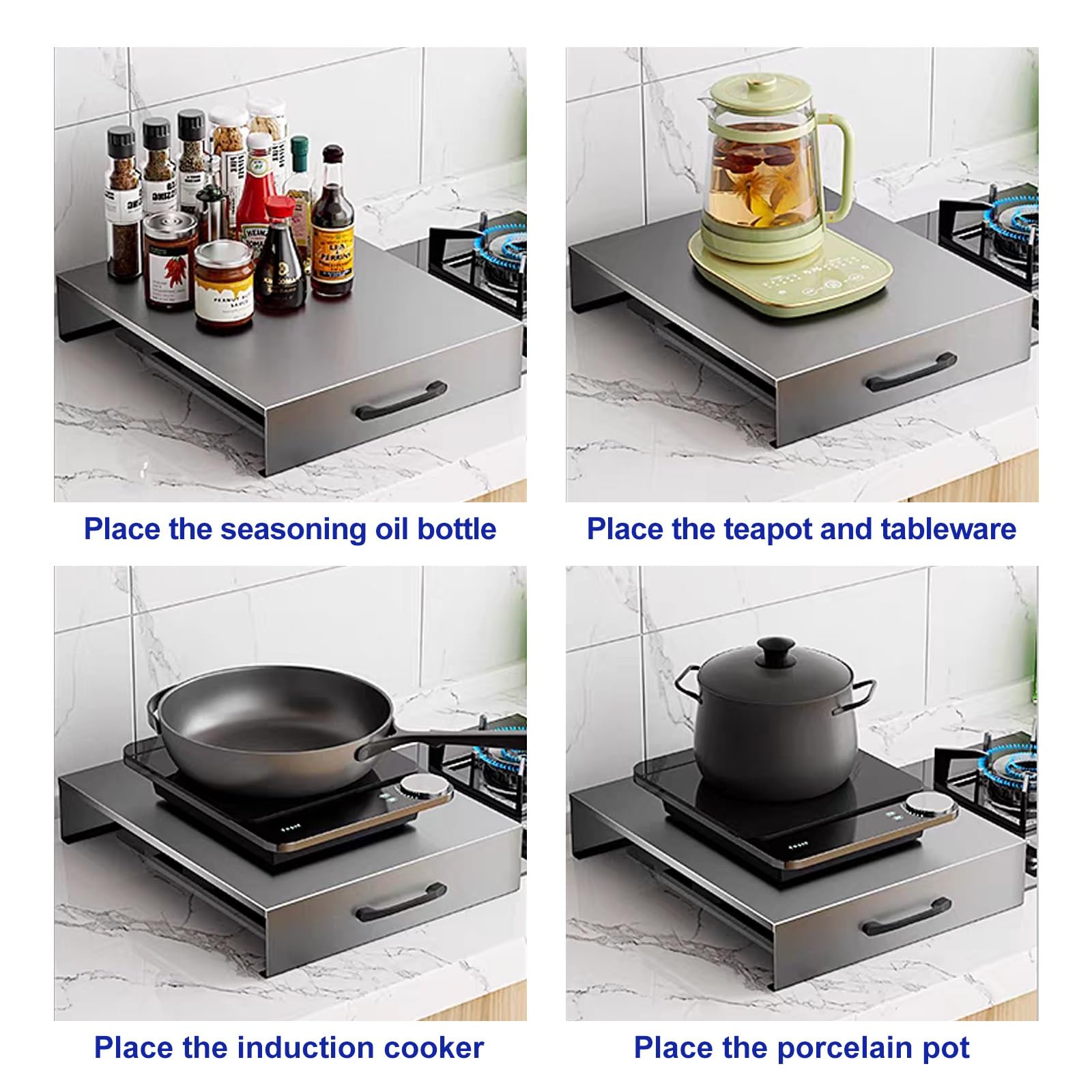 Cubre Encimera Gas, Protector Cocina Gas con Patas Antideslizantes, para Cocinas de Gas, Utensilios de Cocina Hechos a Mano(Black,14x19in/35x48cm)