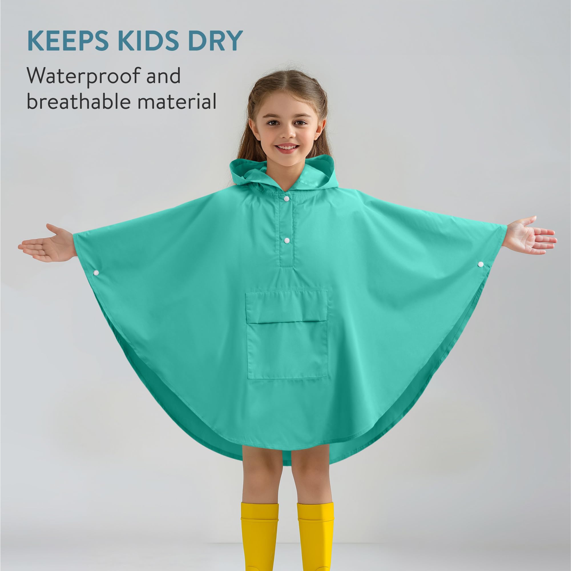 JEMIDI Poncho Impermeable Niño - Capa de Lluvia Infantil Mágica con Cambio de Color al Contacto con Agua - Con Bolsa de Transporte - Poncho Lluvia Niña Niño 3-5 Años - Morado