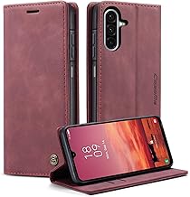 KZB Mobile Phone Case for Samsung Galaxy A26 5G Case Premium Leather Folding Case Flip Case Magnetic Card Slot Stand Function Flip Case Protective Cover for Samsung Galaxy A26 - Wine Red