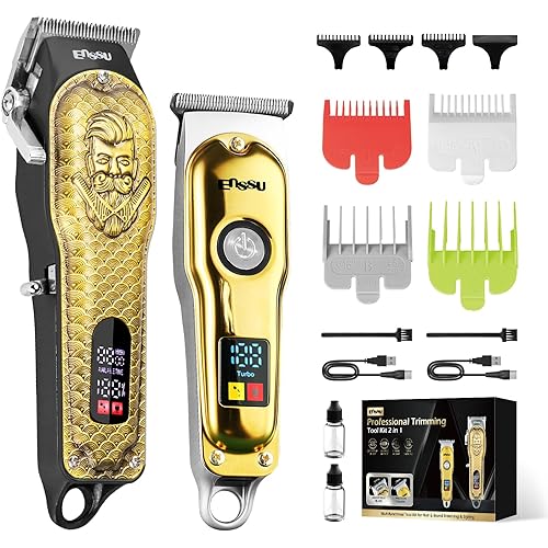 Professional Hair Clippers for Men, Cordless Barber Clippers and Trimmers Set, Men's Hair Clippers for Hair Cutting with LED Display, Men's Grooming Kit
