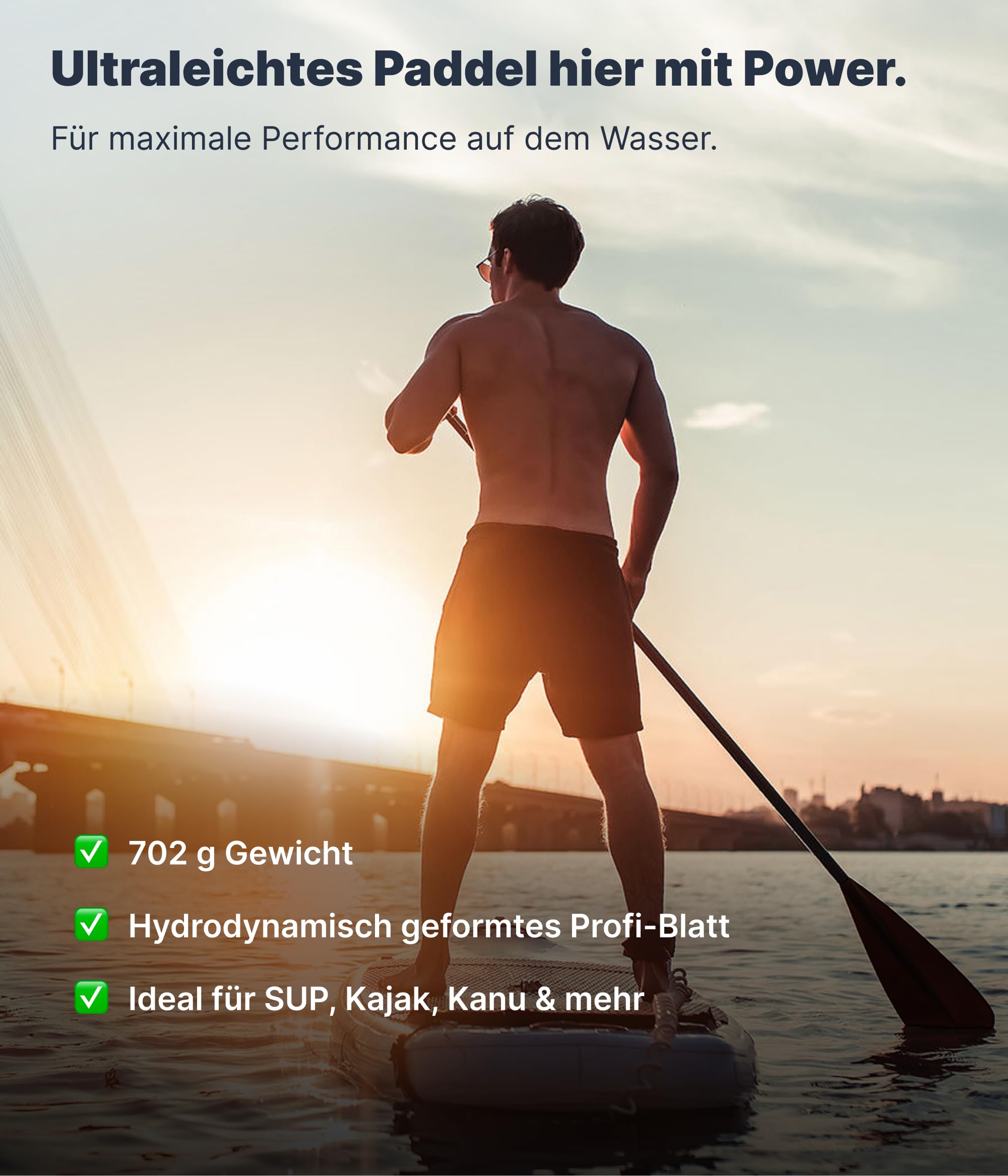 NEMAXX® pagaia SUP – 3 pezzi, telescopica regolabile, alluminio/carbonio, ultraleggera, sistema anti-twist/impugnatura ergonomica – per SUP, kayak, canoa e gommone (diversi modelli e lunghezze)