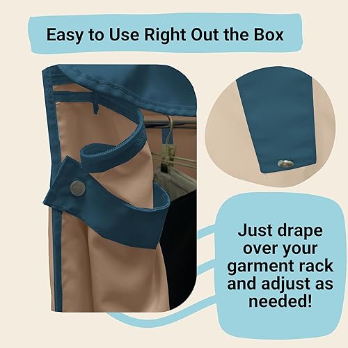 Vista 15 de Formosa Covers Funda portátil para estante de ropa – Protege tu ropa del polvo, mantiene tu habitación organizada en azul glaciar (solo la funda)