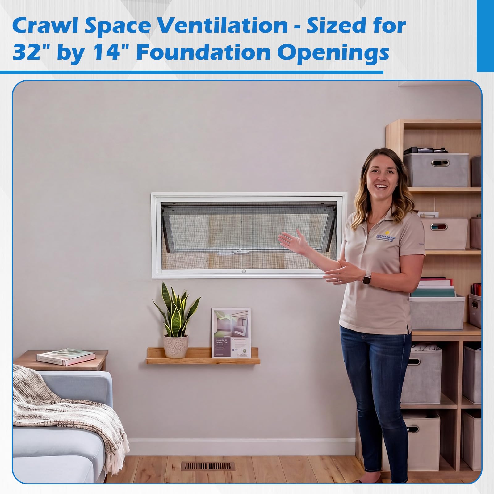 CroBlissful 1 ventana de sótano pequeña de vinilo blanco de 32 x 14 pulgadas, ventana de cobertizo, ventana de casa móvil con pantalla de doble acristalamiento para cabañas de bloque de vidrio, casa