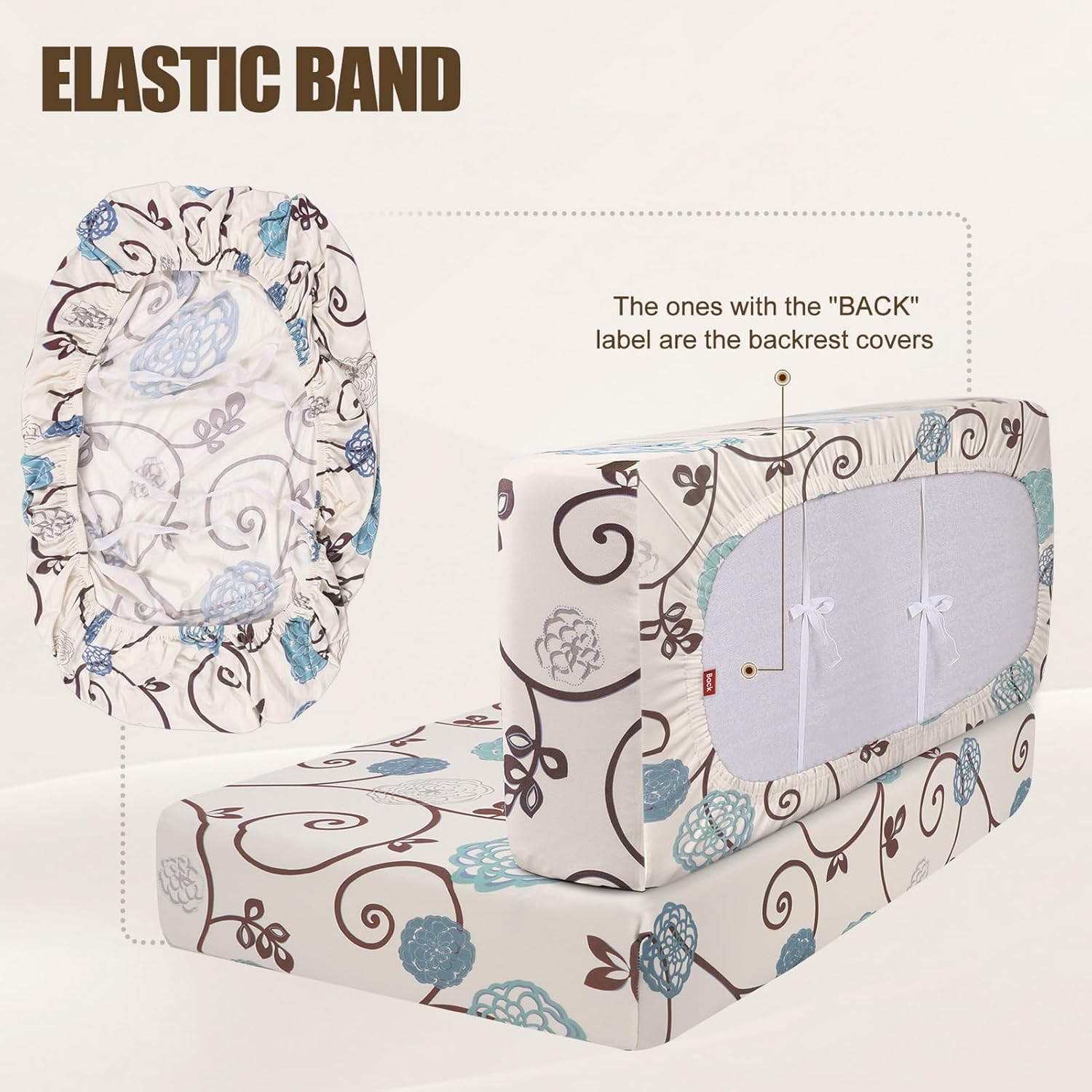 SearchI RV Dinette Cushion Covers, Stretch Camper Cushion Slipcovers for Travel Trailer Couch RV Booth Seat, Replacement Camper Sofa Chair Protector (1 Backrest Cover & 1 Bench Cover, Ball Flower)