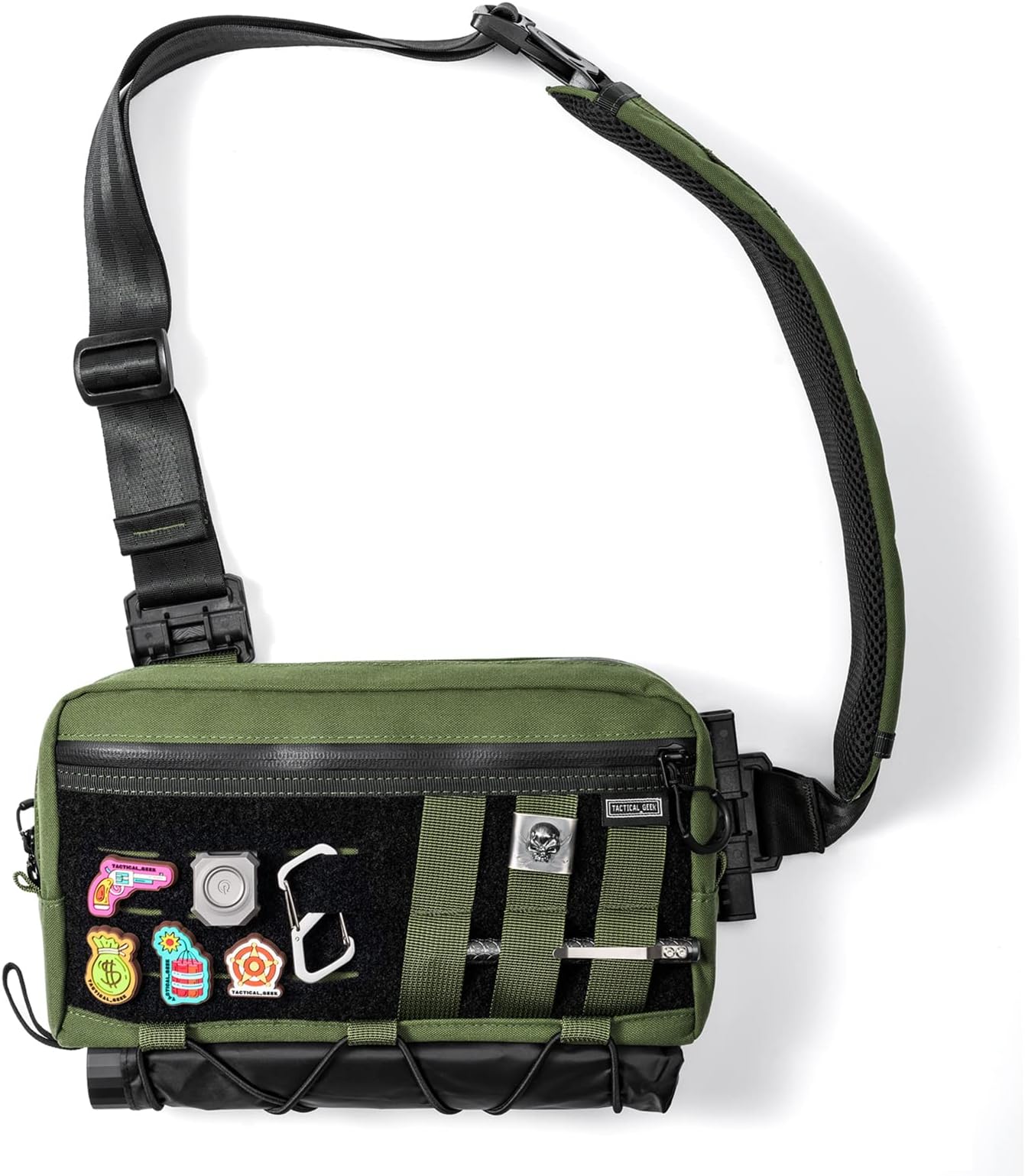 Cache L3 EDC Sling Bag Chest, Lightweight Shoulder Daypack, 500D Nylon, Travel Hiking Concealed Carry,Crossbody Bag, Tactical Backpack, Hiking Ambidextrous Strap Green