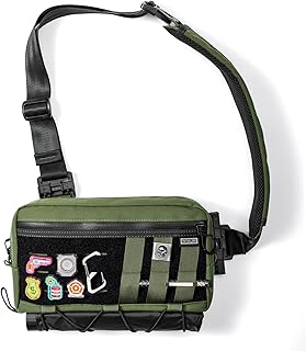 TACTICAL_GEEK Cache L3 EDC Sling Bag Chest, Lightweight Shoulder Daypack, 500D Nylon, Travel Hiking Concealed Carry,Crossbody Bag, Tactical Backpack, Hiking Ambidextrous Strap Green