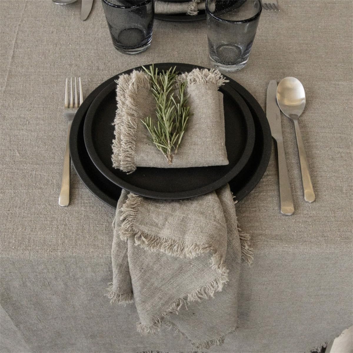 10/20 servilletas rústicas con Borlas de Borde Crudo de algodón y Lino de 45x45 cm, servilletas de Tela Reutilizables duraderas para Mesa de Comedor, Bodas, Fiestas