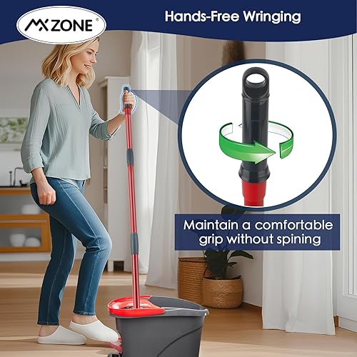 Miniatura 12 de Cabezal de repuesto para fregona O Ceda Spinning EasyWring Rinse Clean Mop Recambio, repuesto de cabezal de fregona para 2 depósitos de fregona