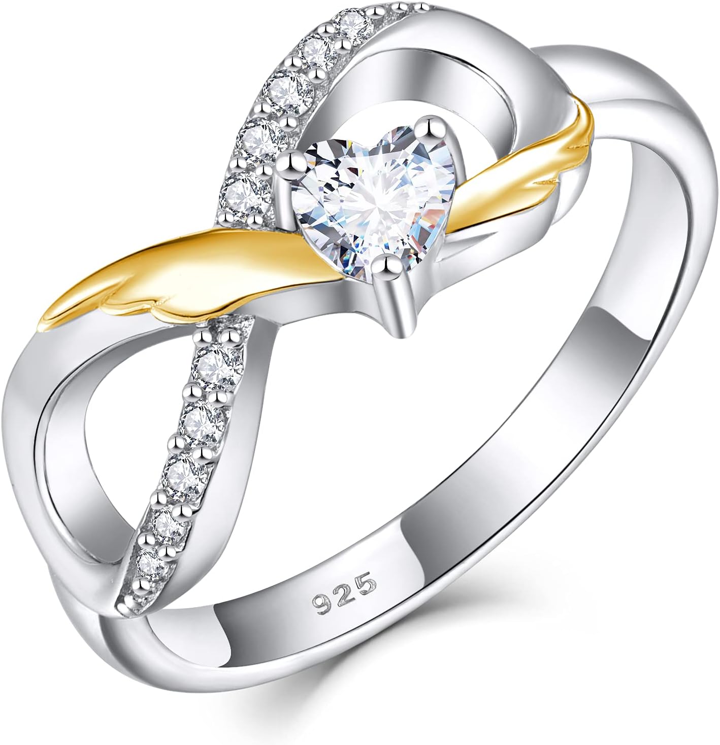 STARCHENIE Infinity Promise Ring 925 Sterling Silver Angel Wings Heart Ring for Women Size 5-10