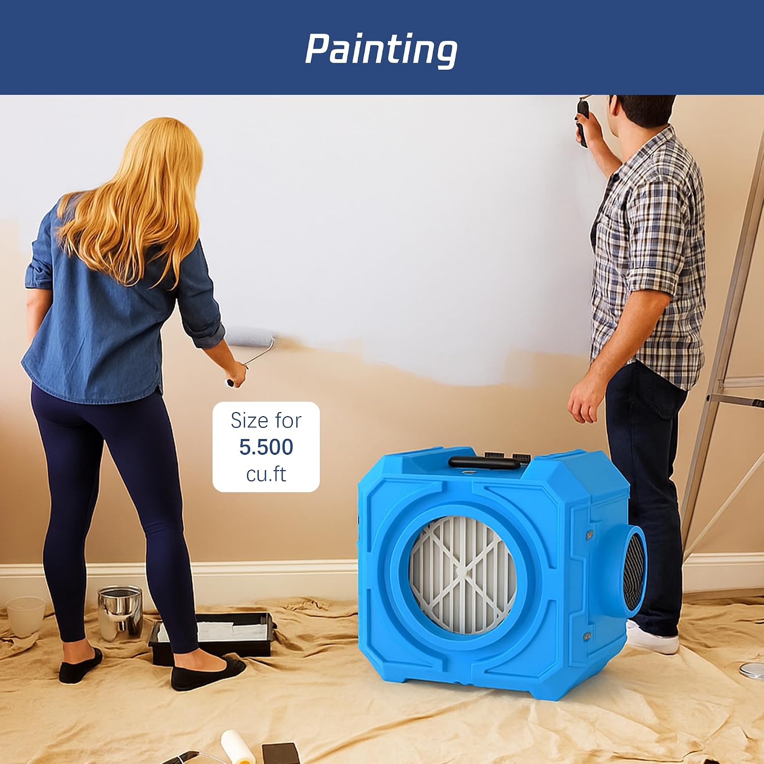 Air Scrubber Commercial Air Purifier with 3-Stage Filtration Hepa Negative Air Machine Industrial Air Purifier for Heavy Duty Water Damage Restoration