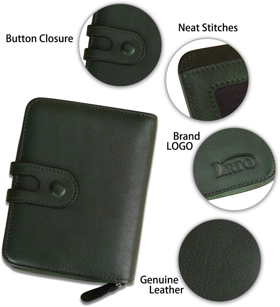 Genuine Leather Small Purse Wallet for Women RFID-Blocking Handmade Clutch Wallets Money Clip Card Case Organizer Coin Pouch