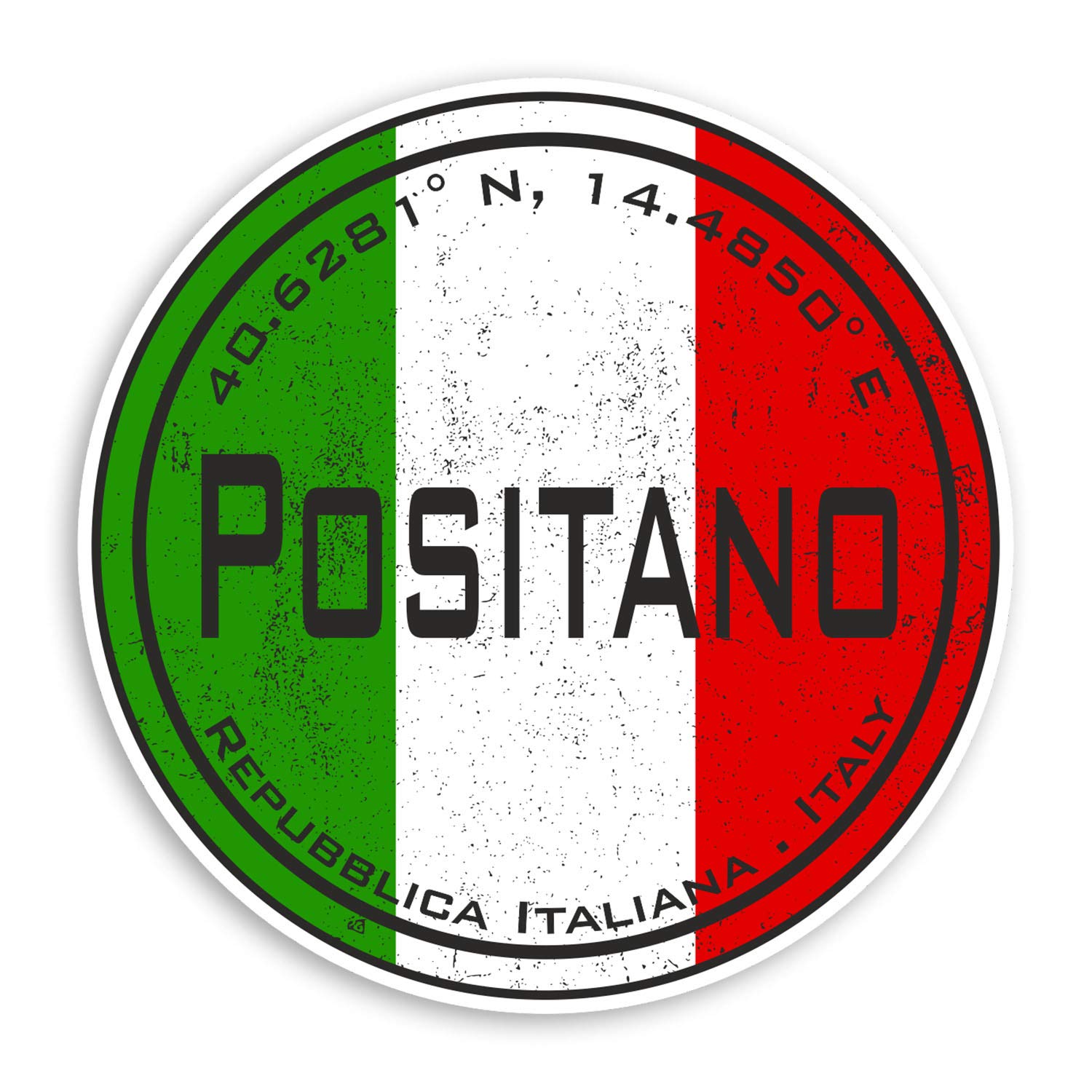 Destination Vinyl Ltd Multi 2 X 10Cm Positano Italy Vinyl Stickers - Italian Flag Sticker Luggage #20573 (10Cm Wide)