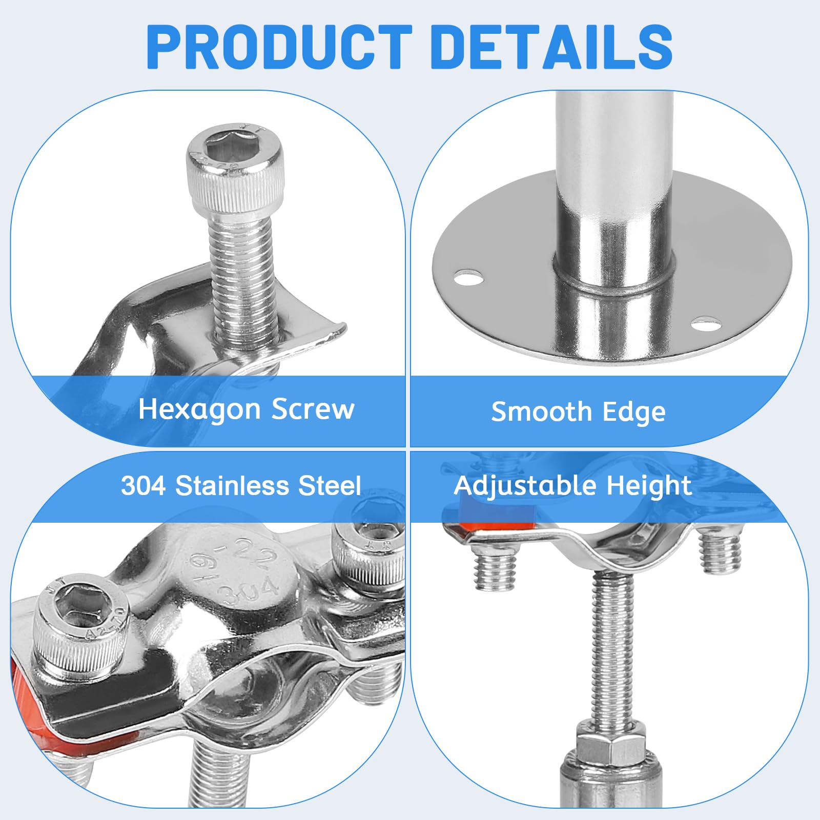 LALAGO 4 x Pipe Bracket Adjustable for Diameter 19-22 mm - Image 4