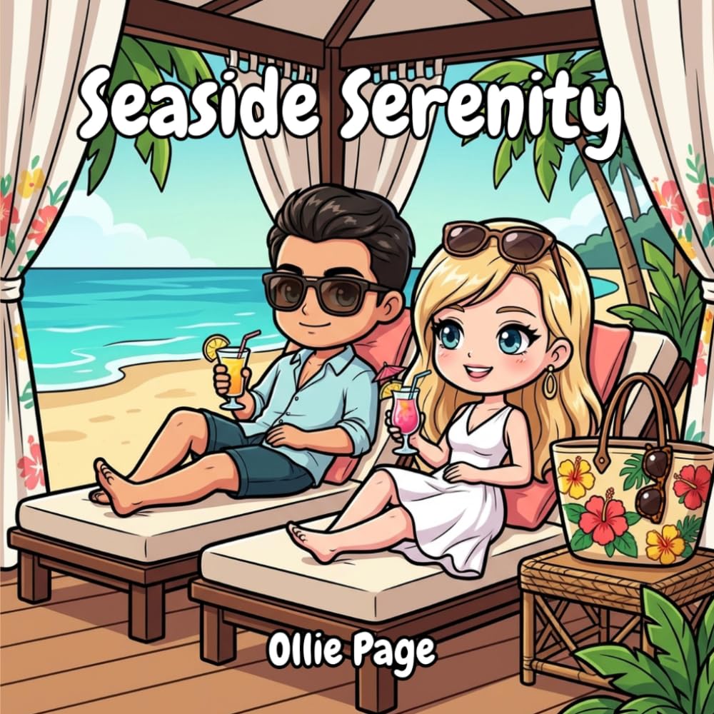 Seaside Serenity: A Relaxing Coastal & Tropical Coloring Book for Adults and Kids: Featuring Sun-Drenched Balconies, Island Hobbies, and Peaceful Ocean Vistas