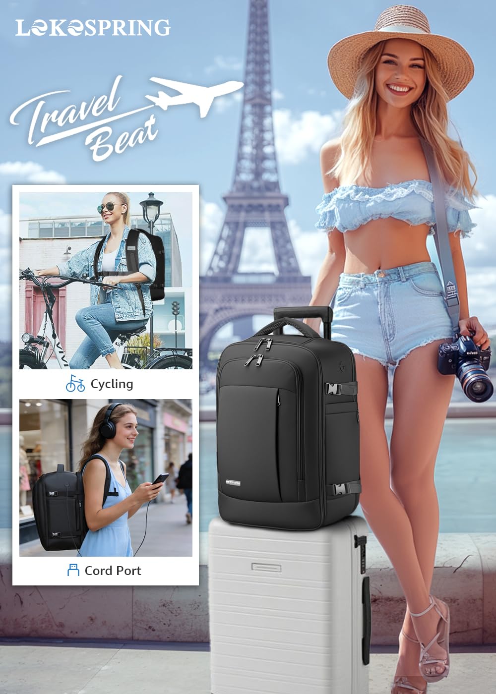 Sac a Dos Voyage Cabine Avion 40x20x25 Pour Ryanair, Sac a Dos Voyage Femme Homme, Sac a Dos Ordinateur 14 Pouces Avec 6 Sacs d'Organisation - Noir | Sac Cabine Ryanair avec Pochette Antivol pour Sous le Siege, Voyages d'affaires Sac à Dos de Tous Les Jou