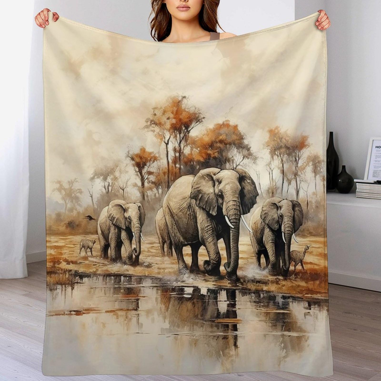 Plaid éléphant couverture flanelle haute qualité de luxe