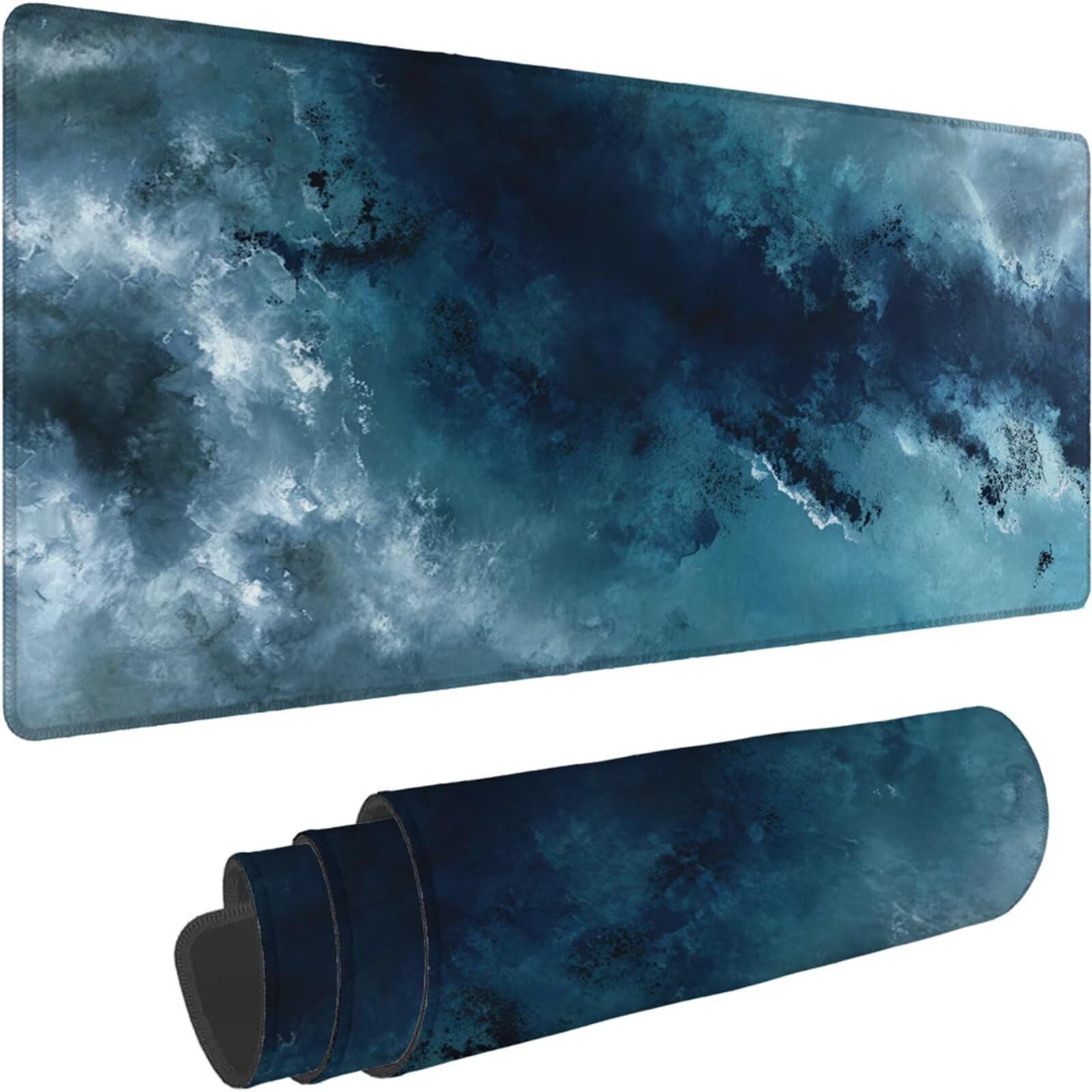 Gamingowa podkładka pod mysz 1200 x 600 x 3 mm, XXL, wodoszczelna, odporna na ścieranie, z przyszytymi krawędziami, niebieska, podkładka na biurko, poprawia prędkość i precyzję, do laptopa, komputera
