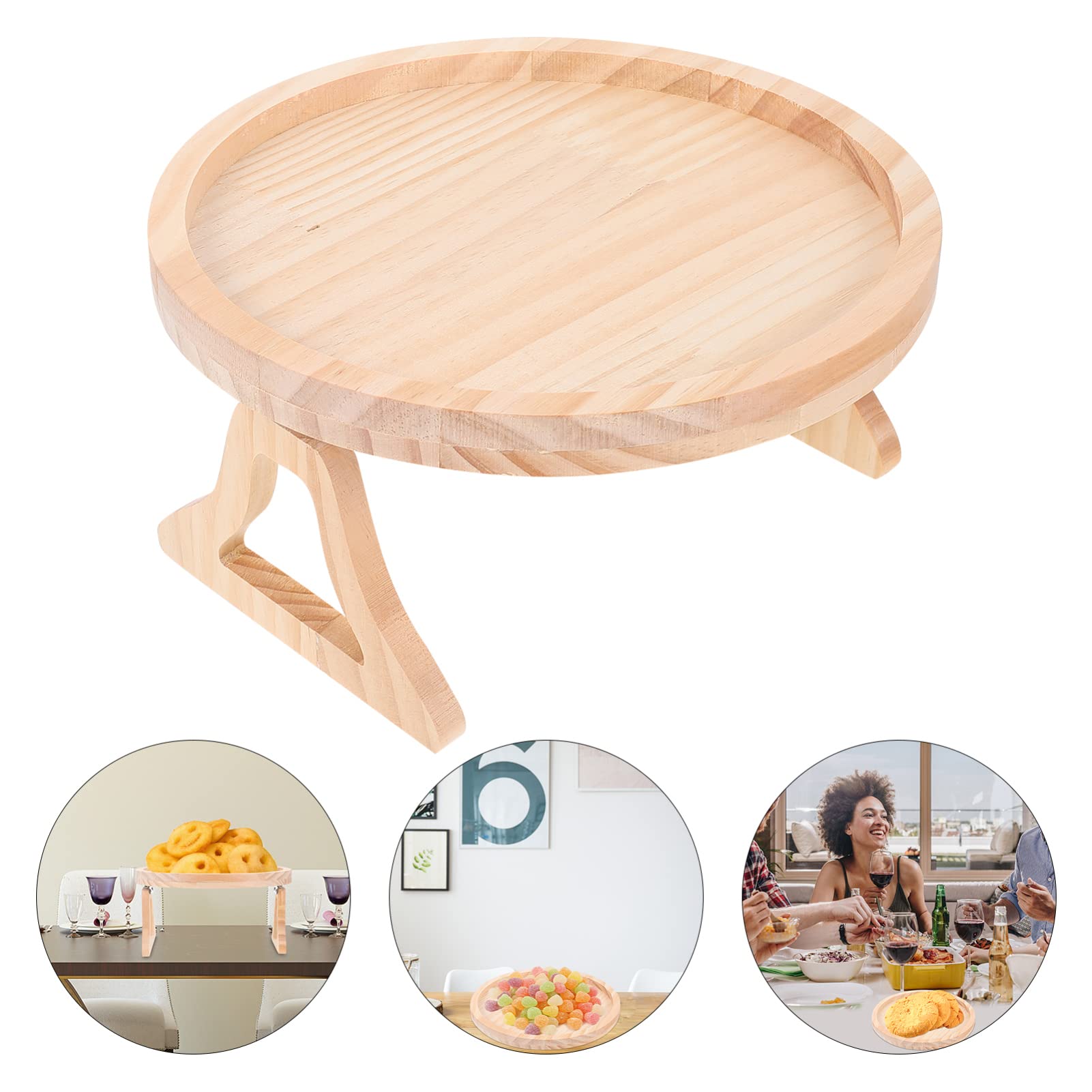 KICHOUSE Snack Storage Tray Couch Arm Cup Holder Wooden Serving Tray Multifunctional Compact Ideal for Sofa Bed Writing