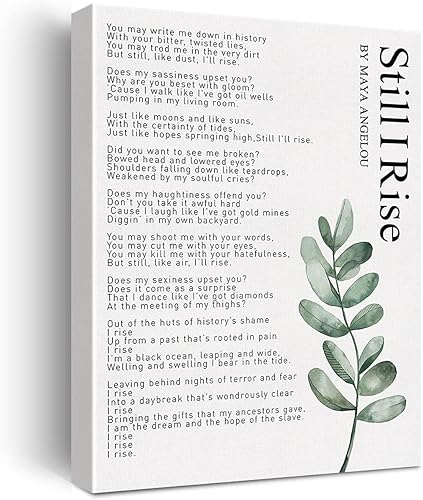 Lienzo decorativo para pared, con citas inspiradoras de "Still I Rise", pintura impresa en lienzo, decoración de pared para el hogar, regalo