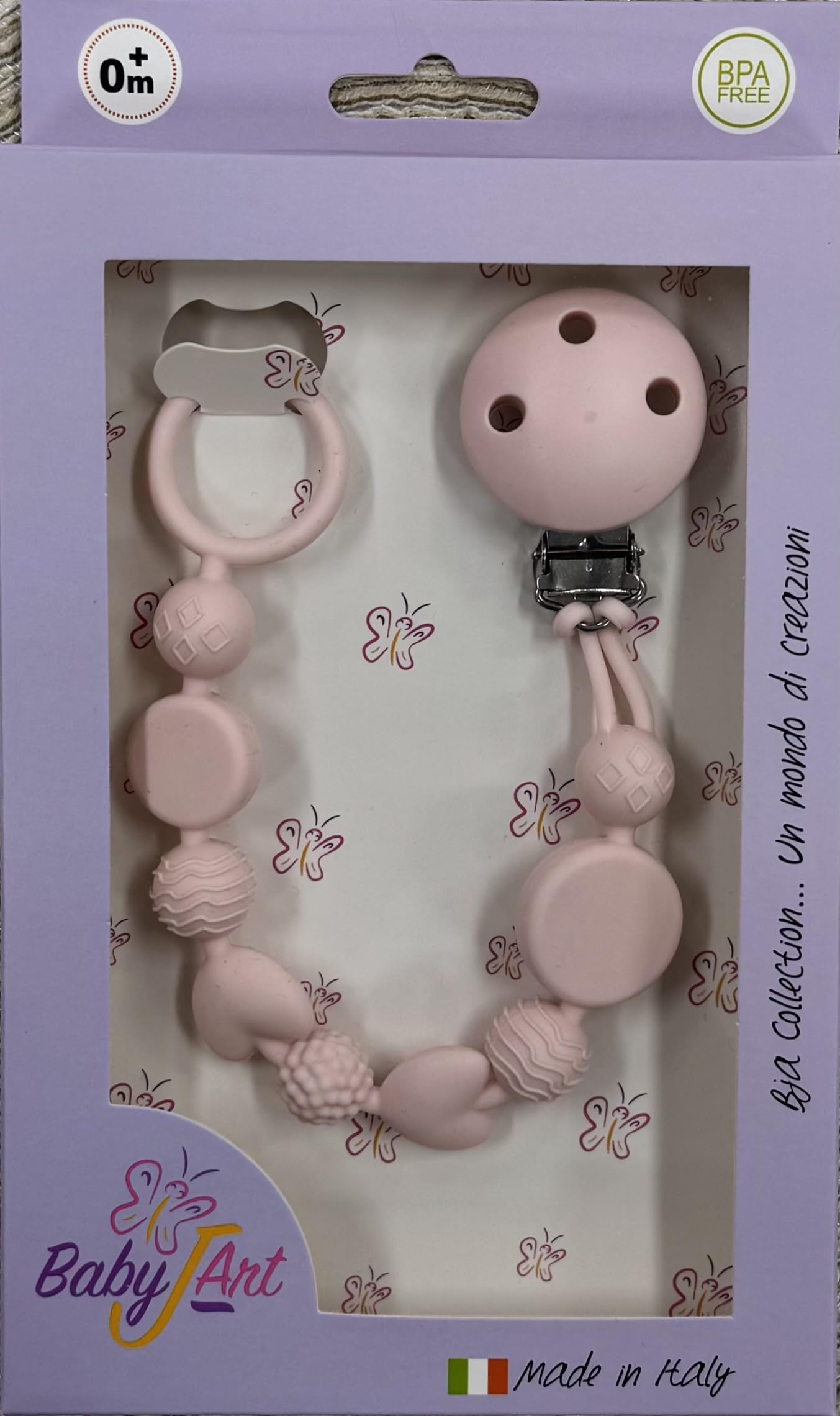 Portaciuccio, Portasucchietto IN SILICONE,Catenella portaciuccio personalizzata con nome BUBBLE BOROTALCO BABYJART,ULTRA LEGGERA,lavabile, sicura per il bambino,compatibile con ciuccio MAM e CHICCO!