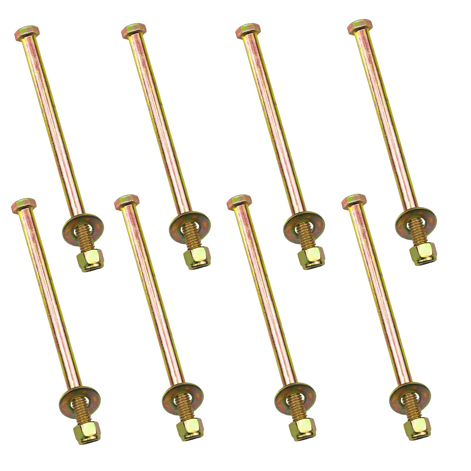 Metalsuberg 3/8" x 6" Hex Head Bolt by Color Galvanization with Ny lon Lock nut and Large Size Washer Assortment Kit,Alloy Steel,Grade 5.(8pcs Pack)