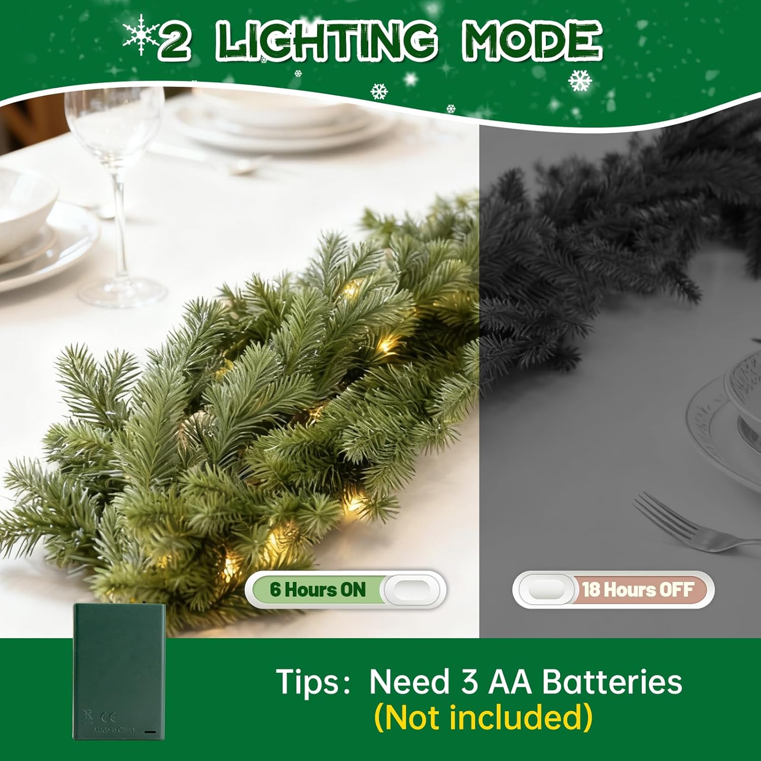 Bluesea 6FT Christmas Norfolk Pine Garland, Real Touch Pine, Faux Greenery Garland for Fireplace,Table, Stairs, Mantle, Window,Indoor Outdoor,Home,Holiday Decor（1 Pcs）