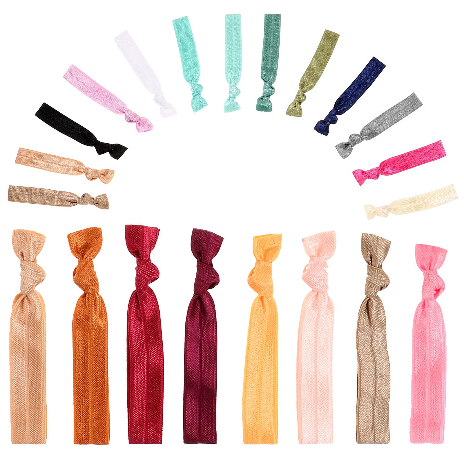 Lurrose 100 unidades de Ligas para Cabello elásticas sin Marca, Cintas de Tela sin Moñas, accesorios para Coleta para Mujeres y Niñas en Colores Surtidos