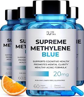 Ultimate Methylene Blue Capsule Form with Added Vitamin C Ester for Enhanced Absorption, Brain Supplement, Memory, Focus, Clarity, Cognitive, Energy 60 Count (4)