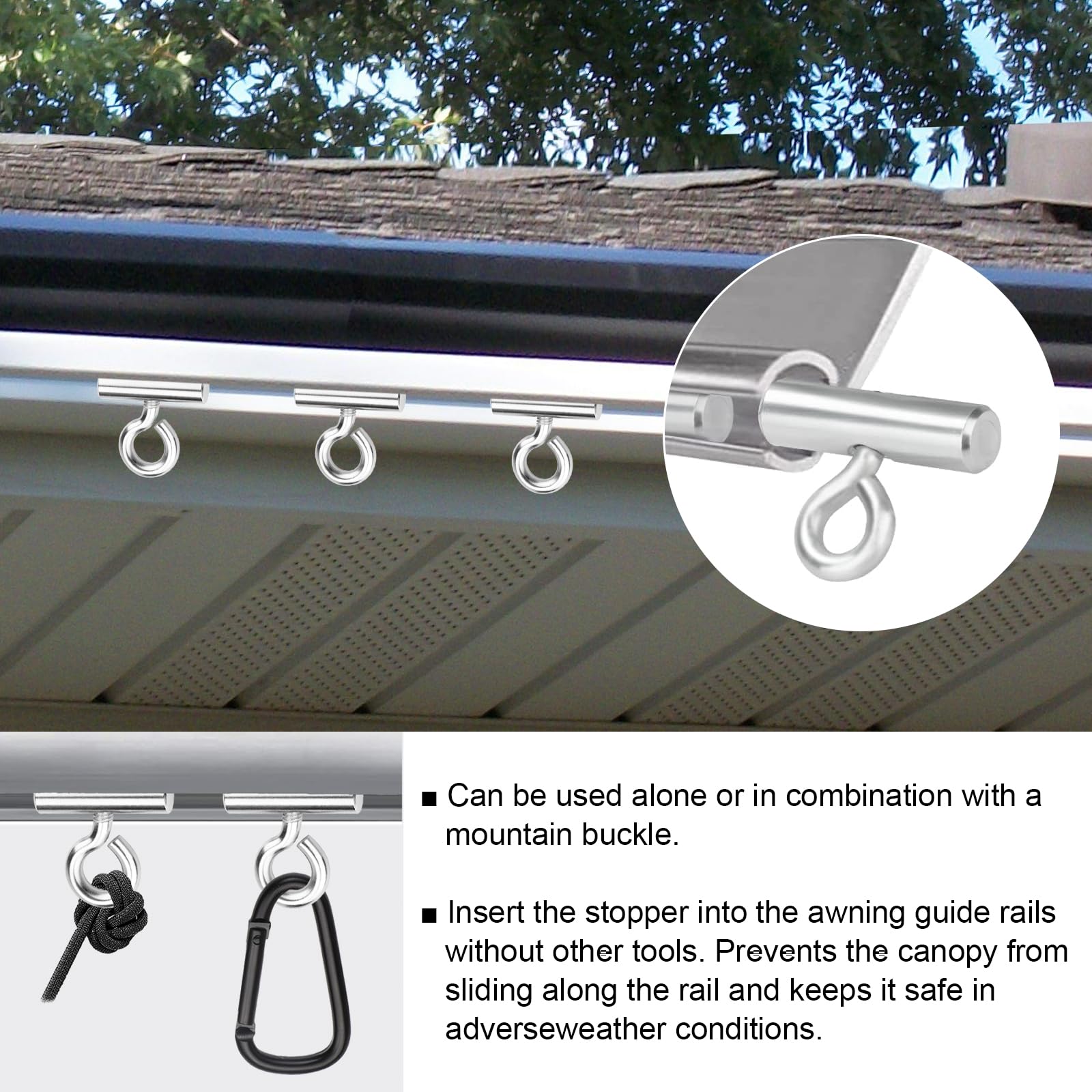 6 Stück Kederleisten Haken Stopper Edelstahl 8mm - Für Wohnwagen & Campingzelte