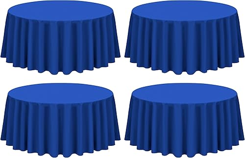 Miniatura 419 de Paquete de 8 manteles redondos blancos de 90 pulgadas, manteles redondos de poliéster lavables para mesa de tela decorativa resistente a