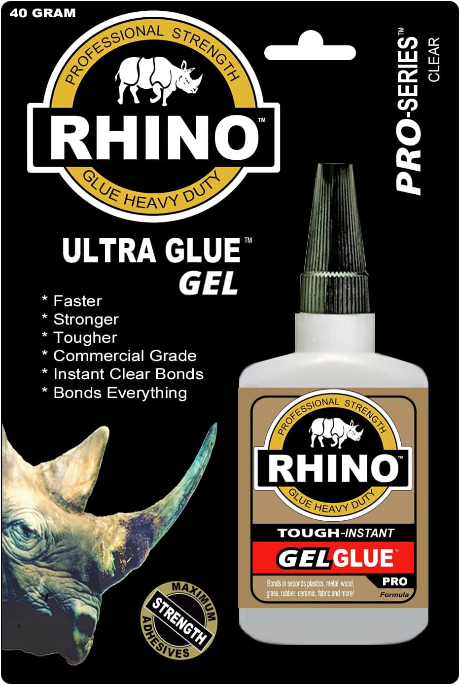 Rhino Glue Gel, Heavy Duty 40 Gram Clear