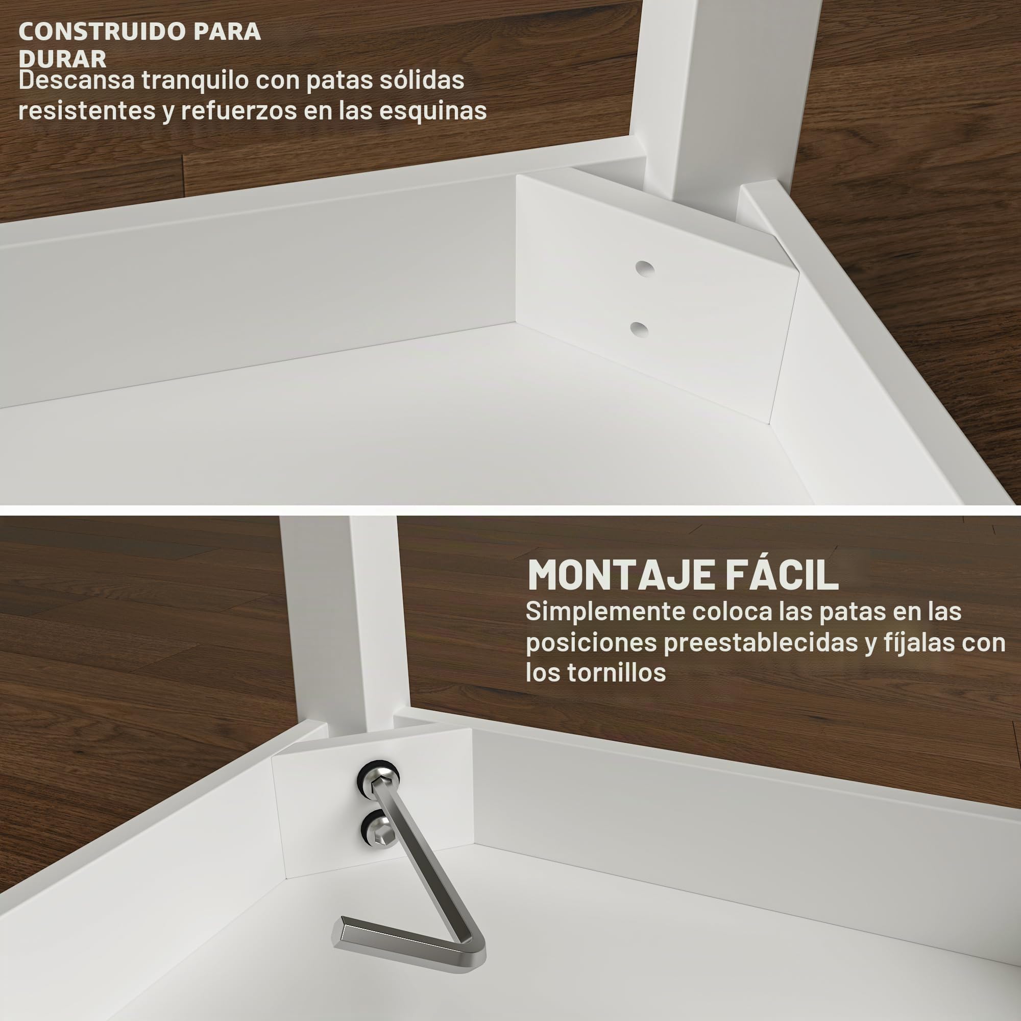 Taburete de madera con cojín de poliuretano, asiento de piano para maquillaje, color blanco
