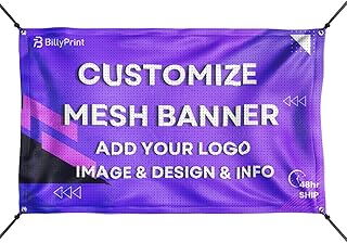 BillyPrint Custom Mesh Banners and Signs Photo Or Text Personalized Double-Sided Customize Outdoor,Personalized Mesh Fabric Banners Indoor For Construction Site Fence, Zip Tie Customized Mesh