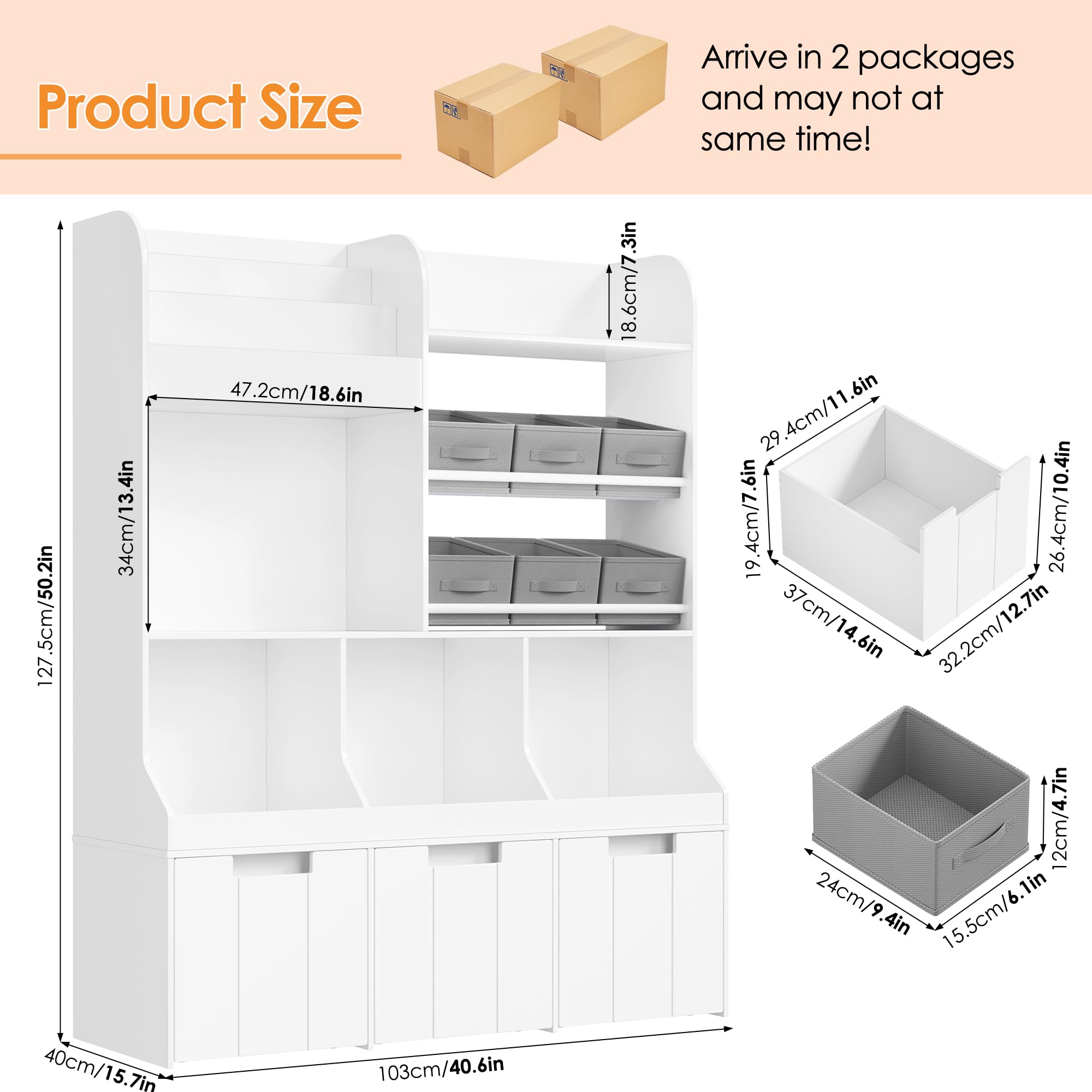 Scaffale Portagiochi Bambini HOCSOK Con 10 Contenitori - Bianco