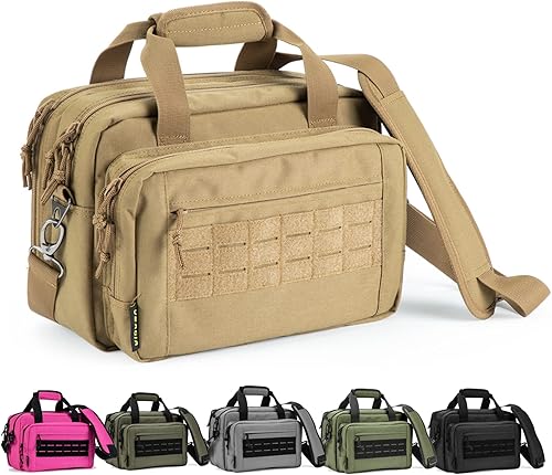 Vista 24 de VEAGIA Bolsa de rango,Estuche de pistola,Bolsas de gama de armas para pistolas y bolsa de munición 2 pistolas suave bolsa de tiro de transporte Camo