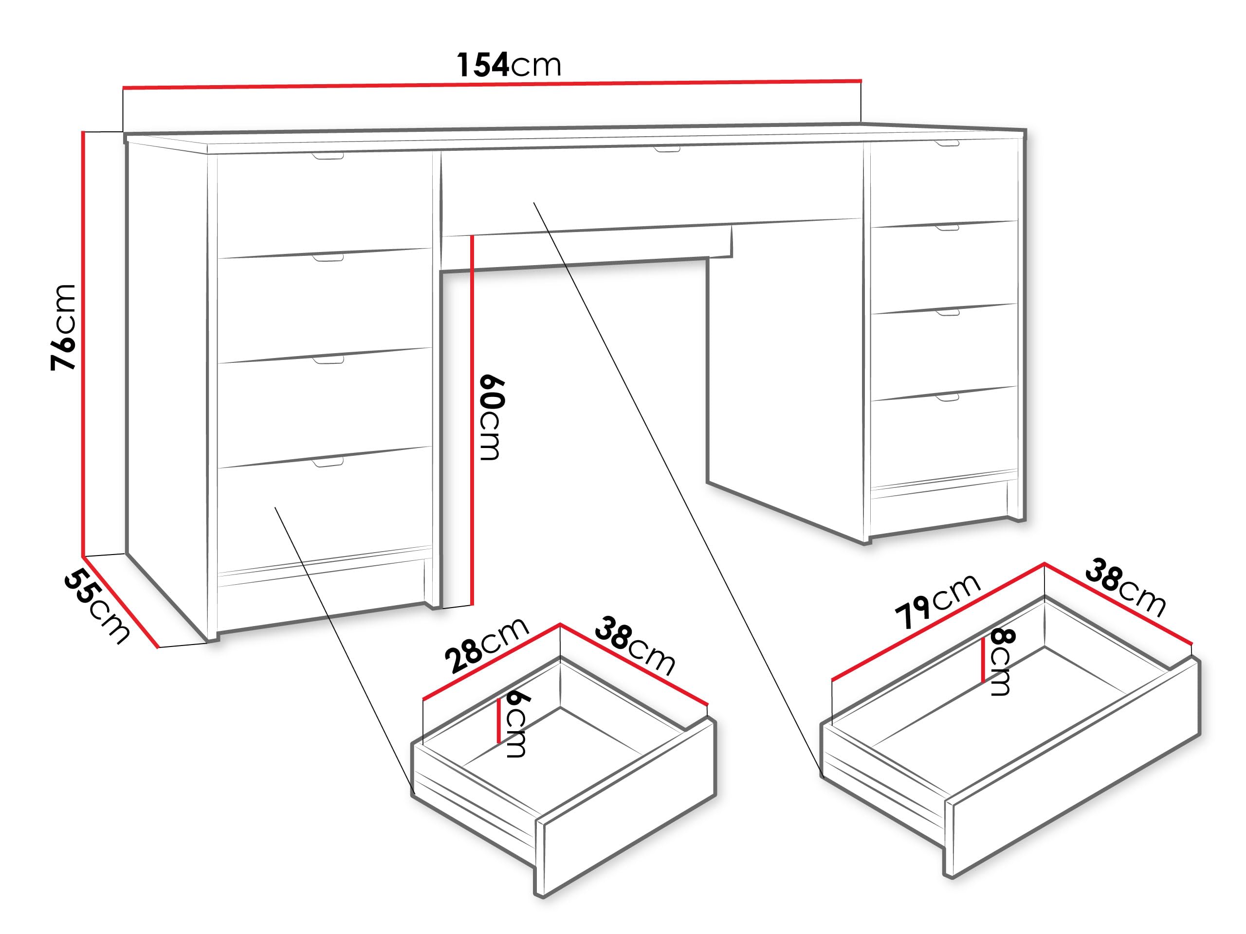 Mirjan24 Schreibtisch Tireno Bis, 9 Schubladen geriffelte Fronten Schülerschreibtisch Computertisch Kinderschreibtisch Arbeitstisch PC-Tisch Jugendzimmer Kinderzimmer (Sandbeige)