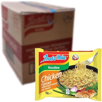 INDOMIE Instant Noodles Chicken - 40 x 70 g Multipack Quick & Easy Preparation Spicy Chicken Flavour Pasta Wheat Flour Palm Oil Soybeans Celery Perfect for on the Go
