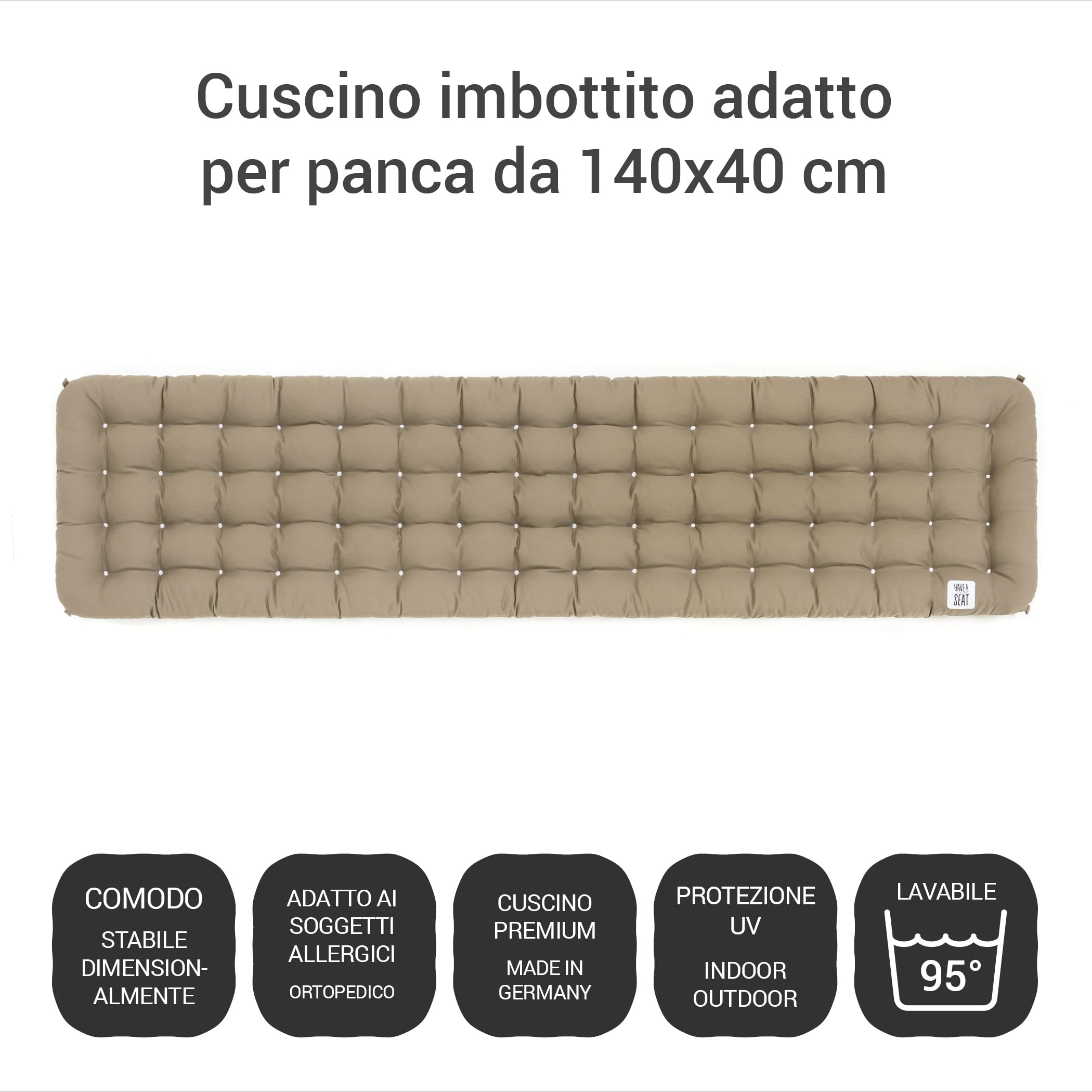 HAVE A SEAT Living - Cuscino per panca 180 x 40 cm – Comodo cuscino per panca spessore