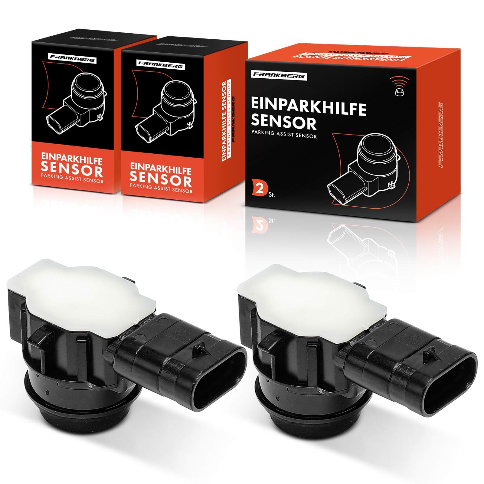Frankberg 2 sensori di parcheggio PDC anteriori e posteriori a 3 Poli | Compatibile con: Ducato Van 250, Van 312 519, 312 319, Pianale/telaio Jumper, Giulia 952, Renegade SUV B1 BU BV, Giusto