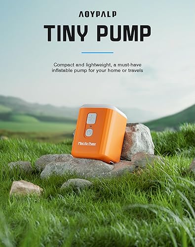 Miniatura 8 de Mini bomba de aire, bomba recargable portátil con batería de 1600 mAh, 5 boquillas, luz de campamento, infladodesinflado rápido para inflables y