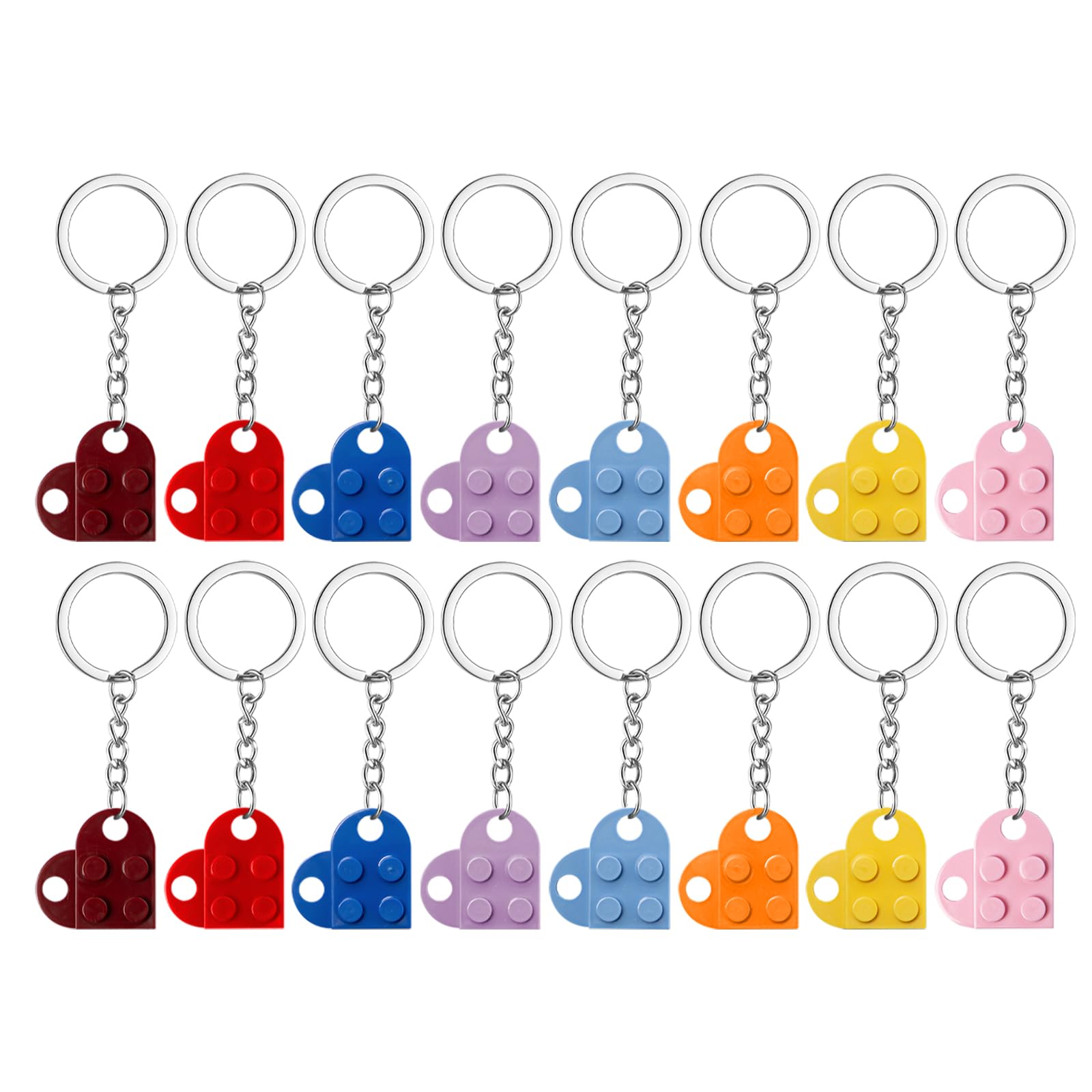 16 Pezzi Portachiavi Coppia Cuore Portachiavis a Forma di cuore portachiavi cuores Mattoncini Brick portachiavis Regalo Anniversario per Lei e Lui, Regalo Coppia Casa Nuova(8 Colori)