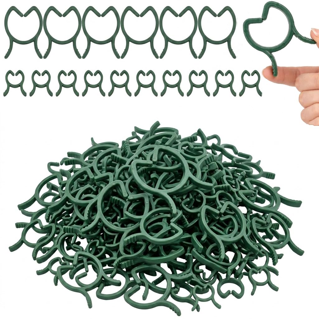 DAQUN 200 Pcs Plant Clips, Reusable Clips for Plants Support, Gentle Fixing Clips for Tying Stems to Stakes or Wires