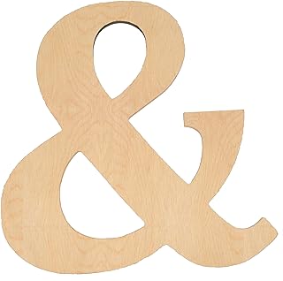 4” Tall Wooden Letter Ampersand – 1/4” Thick Baltic Birch – Paintable DIY Decor, Signs & Crafts - Pack of 1