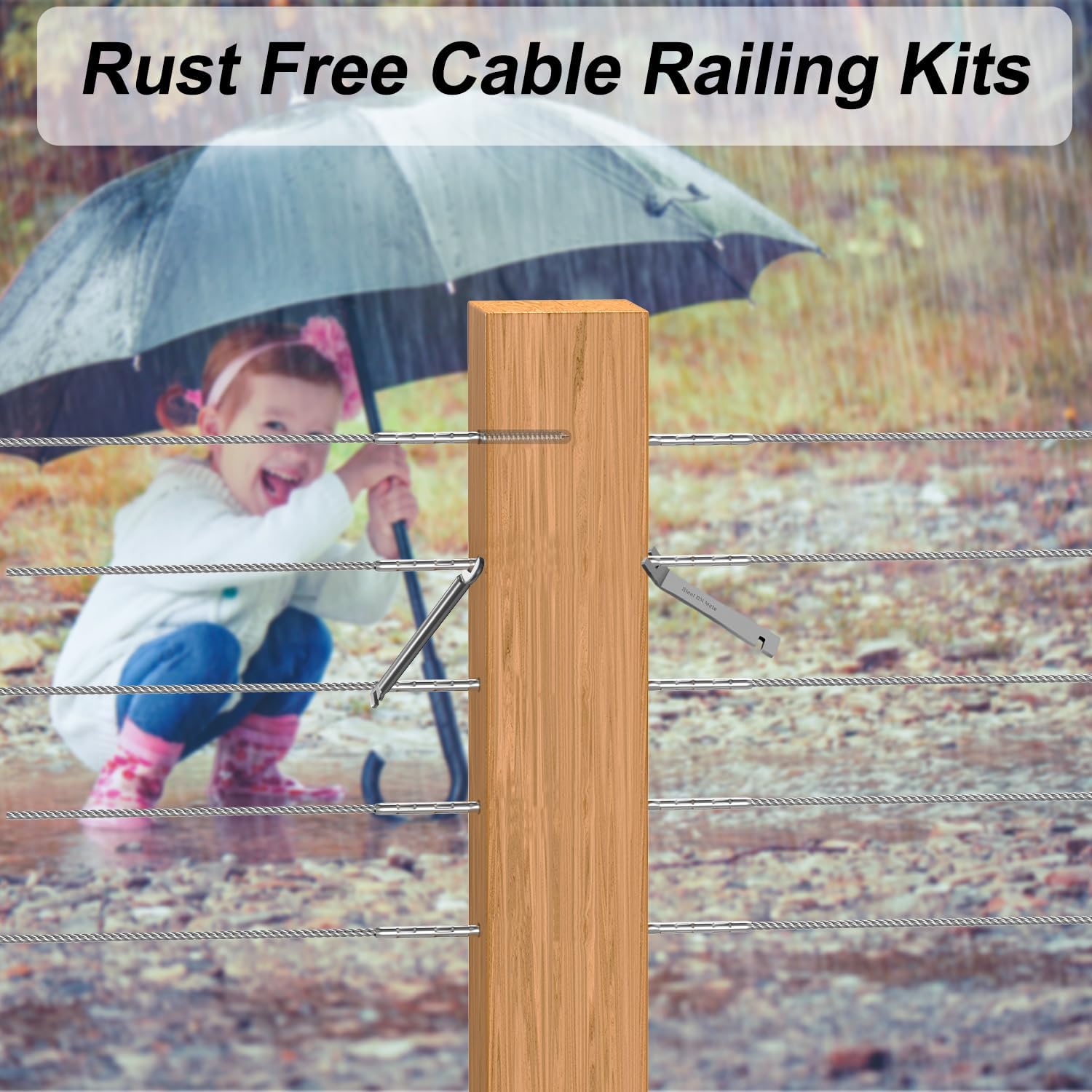 Steel DN Mate 200 Pack T316 Stainless Steel Right&Left Handed Thread Swage Lag Screws for Wood Post of 1/8" Steel Cable Railing Kit, Cable Railing Hardware, DIY Deck Railings, Wrench Include, DM50